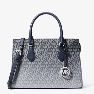 MICHAEL KORS Sheila Medium Ombré Signature Logo CZ Satchel Crossbody 
Navy 
NWT